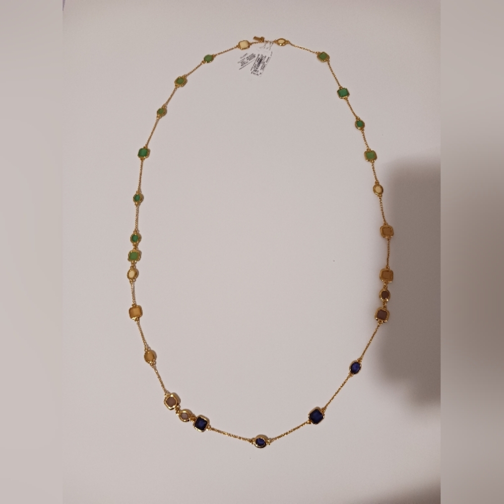 NWT $128 Kate Spade Gold Tone Coated Confetti 45" Long Station Necklace Scatter